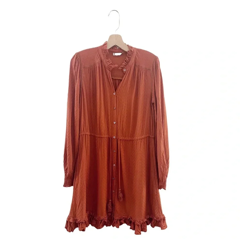 Faherty Long Sleeve Rust Dress